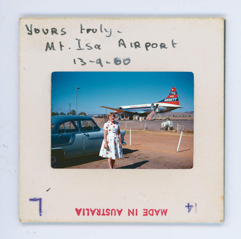 Brenda Croft, "Yours Truly, Mt. Isa Iarport, 13-9-60" 2018, pigment print, collection of the artist, courtesy Niagara Galleries, Melbourne.
